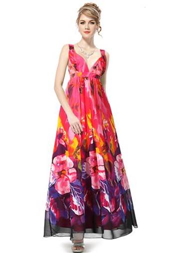 EY9349-EP-PK-IS Chiffon Pink Patterned Evening Gown SA30/US6 ...